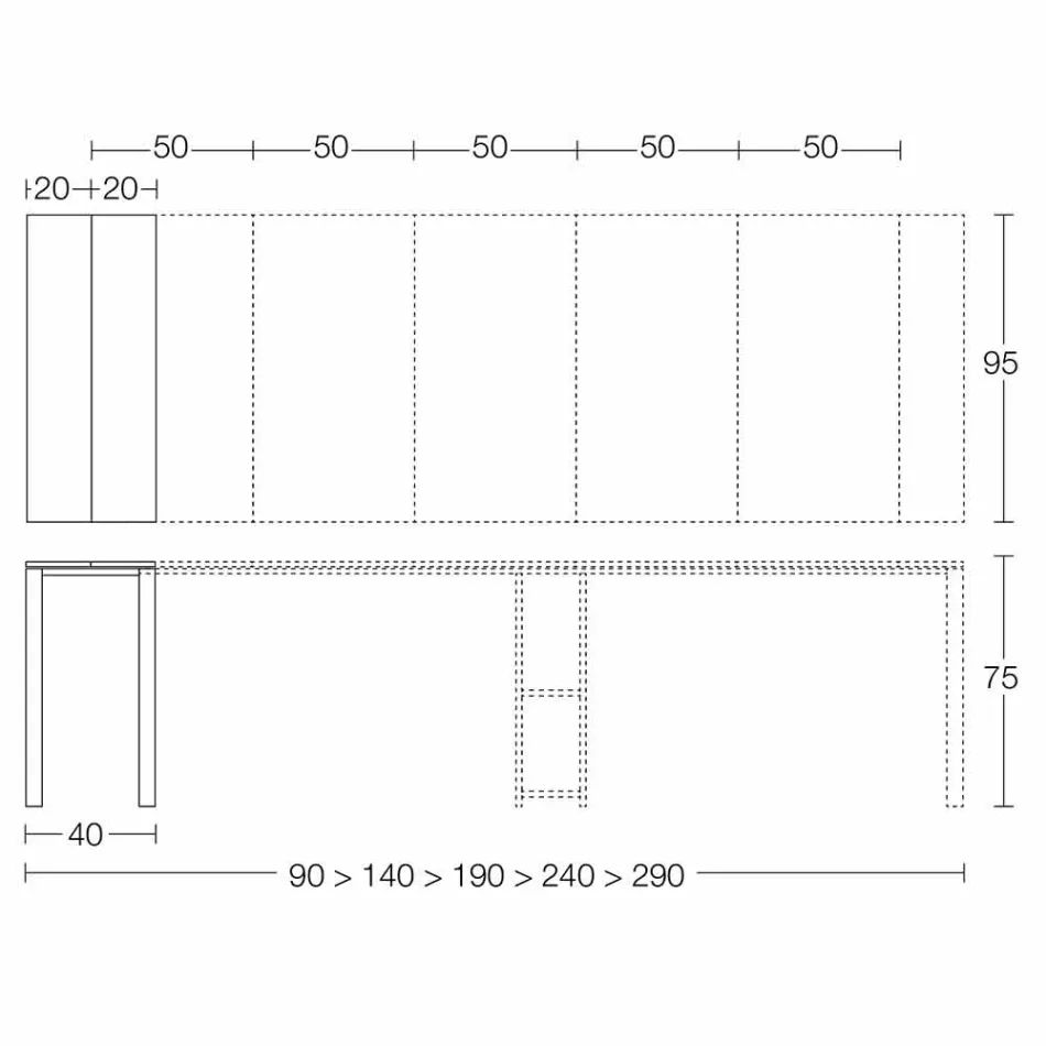 Consola moderna extensible en madera de roble y metal Made in Italy - Nappo Viadurini