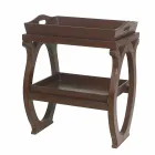 consola moderna con la bandeja de Walter en chaqueta de cuero marrón Viadurini