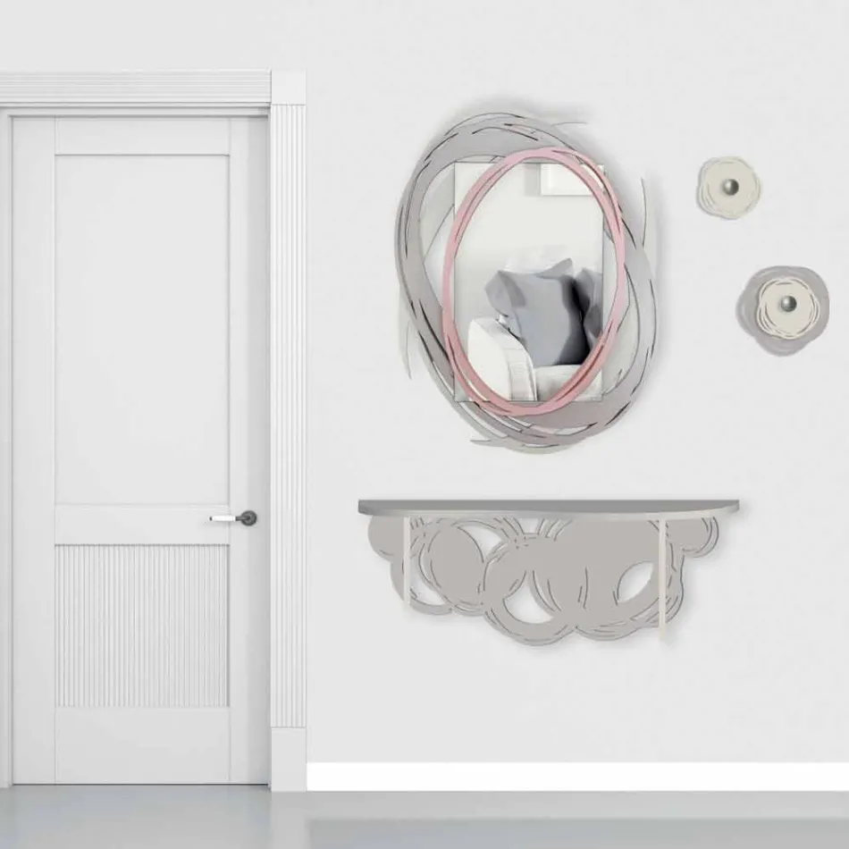 Consola de diseño moderno en arena y madera beige para montaje en pared - Orbit Viadurini