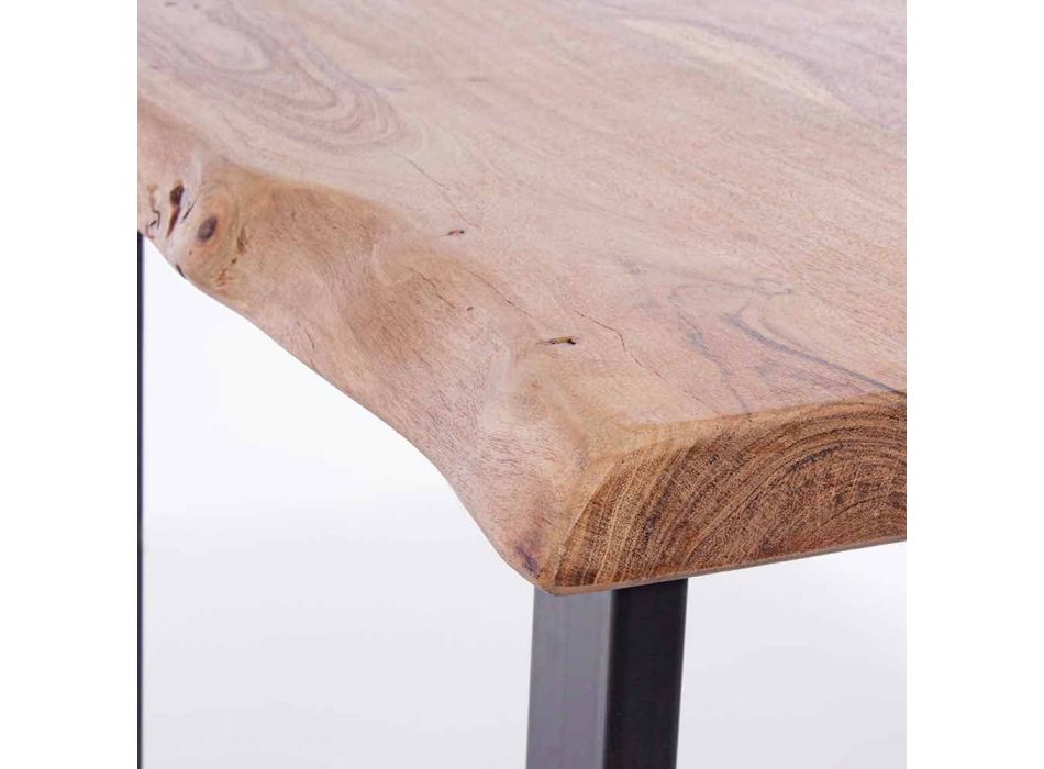 Consola moderna en madera de acacia y diseño de acero Homemotion - Teresanna Viadurini