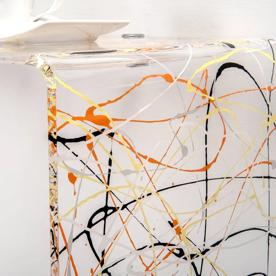 Mesa consola moderna en plexiglás transparente o multicolor, fabricada en Italia - Emy Viadurini