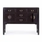 Consola de madera de olmo negro de diseño vintage con 5 cajones Homemotion - Sonten Viadurini