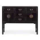 Consola de madera de olmo negro de diseño vintage con 5 cajones Homemotion - Sonten Viadurini