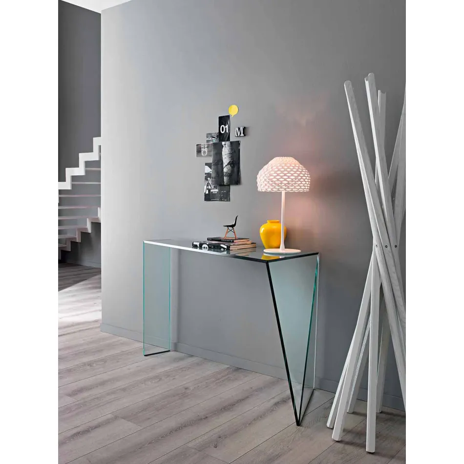 Consola para entrada moderna en vidrio extralight Made in Italy - Rosalia Viadurini