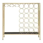 Consola Portabotellas de Vidrio con Estructura de Hierro Dorado - Vicio Viadurini