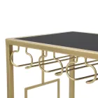 Consola Portabotellas de Vidrio con Estructura de Hierro Dorado - Vicio Viadurini