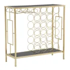 Consola Portabotellas de Vidrio con Estructura de Hierro Dorado - Vicio Viadurini