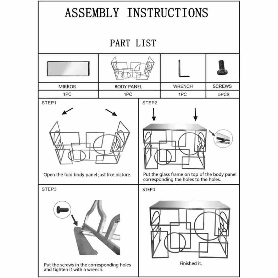 Consola rectangular de diseño moderno en hierro y espejo - Billie Viadurini