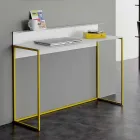 Consola de salón en cristal blanco con base de metal Made in Italy - Iridio Viadurini
