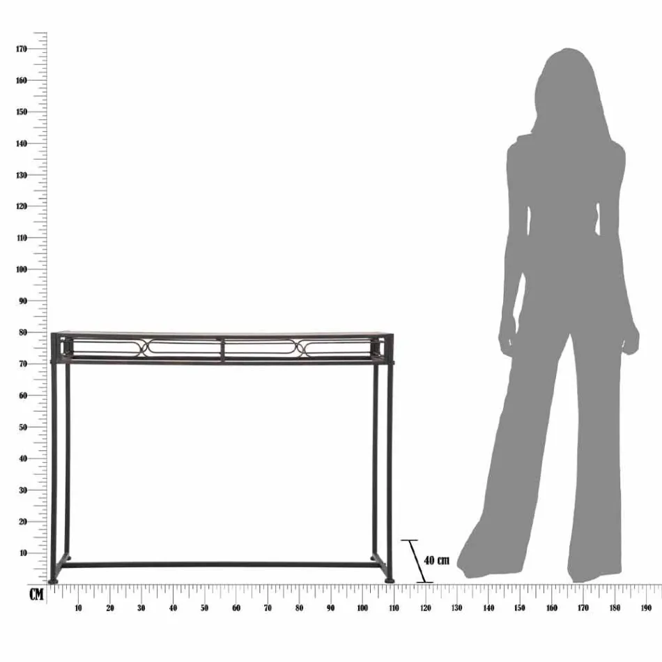 Consola de sala de estar rectangular de estilo moderno en hierro y MDF - Wendell Viadurini