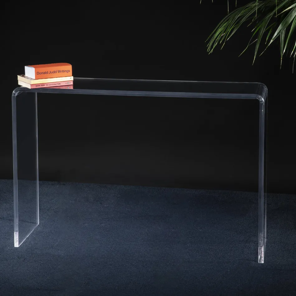 Consola para sala de estar en cristal acrílico transparente minimalista - Amedea Viadurini