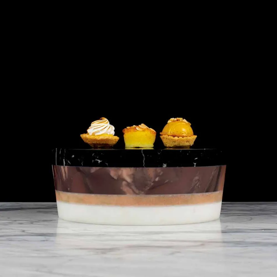 Contenedor de centro de mesa de mármol laminado de lujo italiano - Leonida Viadurini