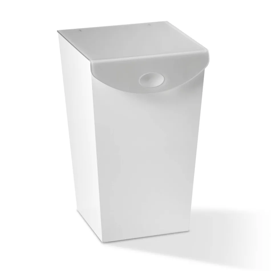 Cesto de ropa en madera y cristal acrílico coloreado - Brugio Viadurini