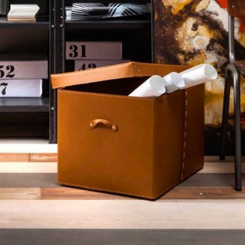 Caja de almacenamiento moderna en cuero regenerado Made in Italy - Gabry