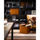 Caja de almacenamiento moderna en cuero regenerado Made in Italy - Gabry Viadurini