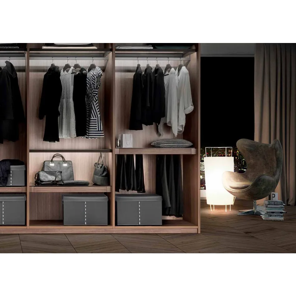 Caja de almacenamiento moderna en cuero regenerado Made in Italy - Gabry Viadurini