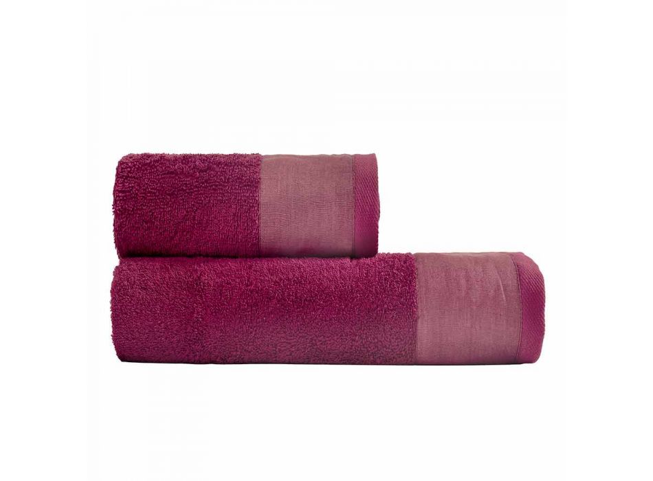 Par de toallas de baño de felpa de algodón y lino de colores - Senna Viadurini
