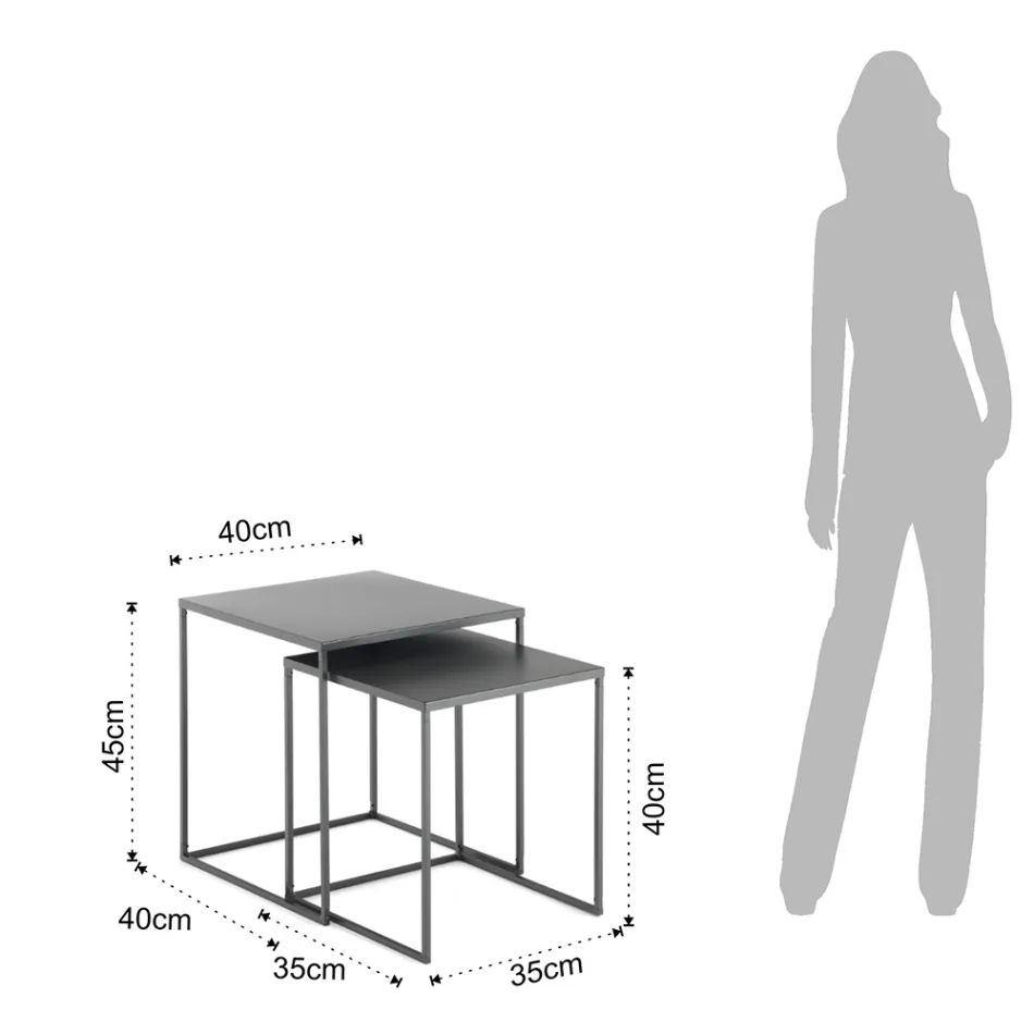 Par de Mesitas en Acero Pintado Antracita - Sospiro Viadurini