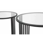 Par de mesas de centro redondas en hierro y vidrio de diseño moderno - Ezra Viadurini