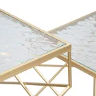 Par de mesas telefónicas cuadradas en hierro dorado y tapa de cristal - Pope Viadurini