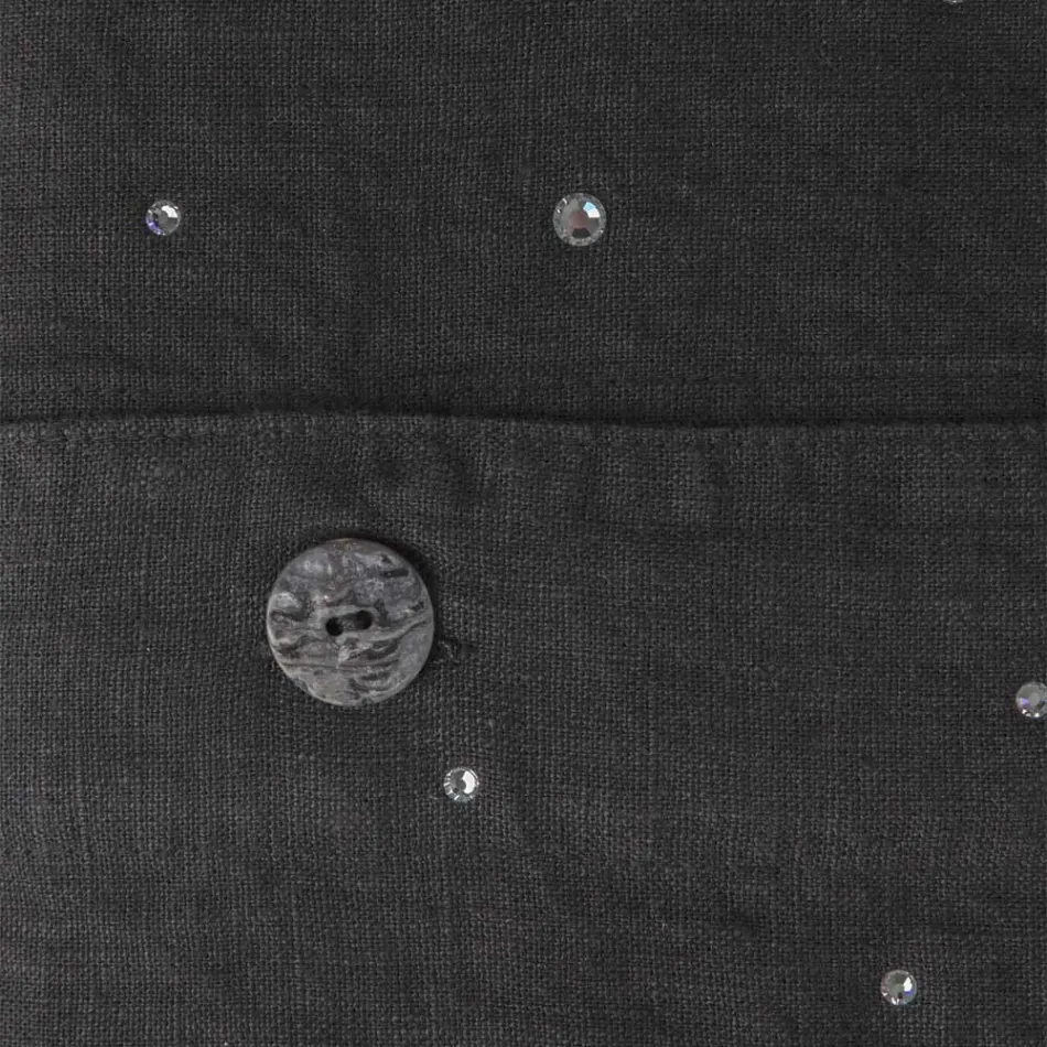 Funda nórdica de lino negro con cristales para cama doble de lujo - Damante Viadurini