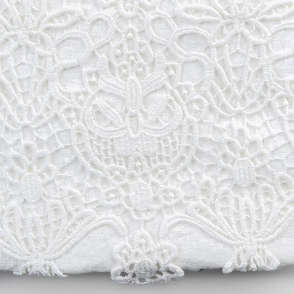 Funda nórdica doble de lino con bolsa de almacenaje con gotas de encaje - Amadeus Viadurini