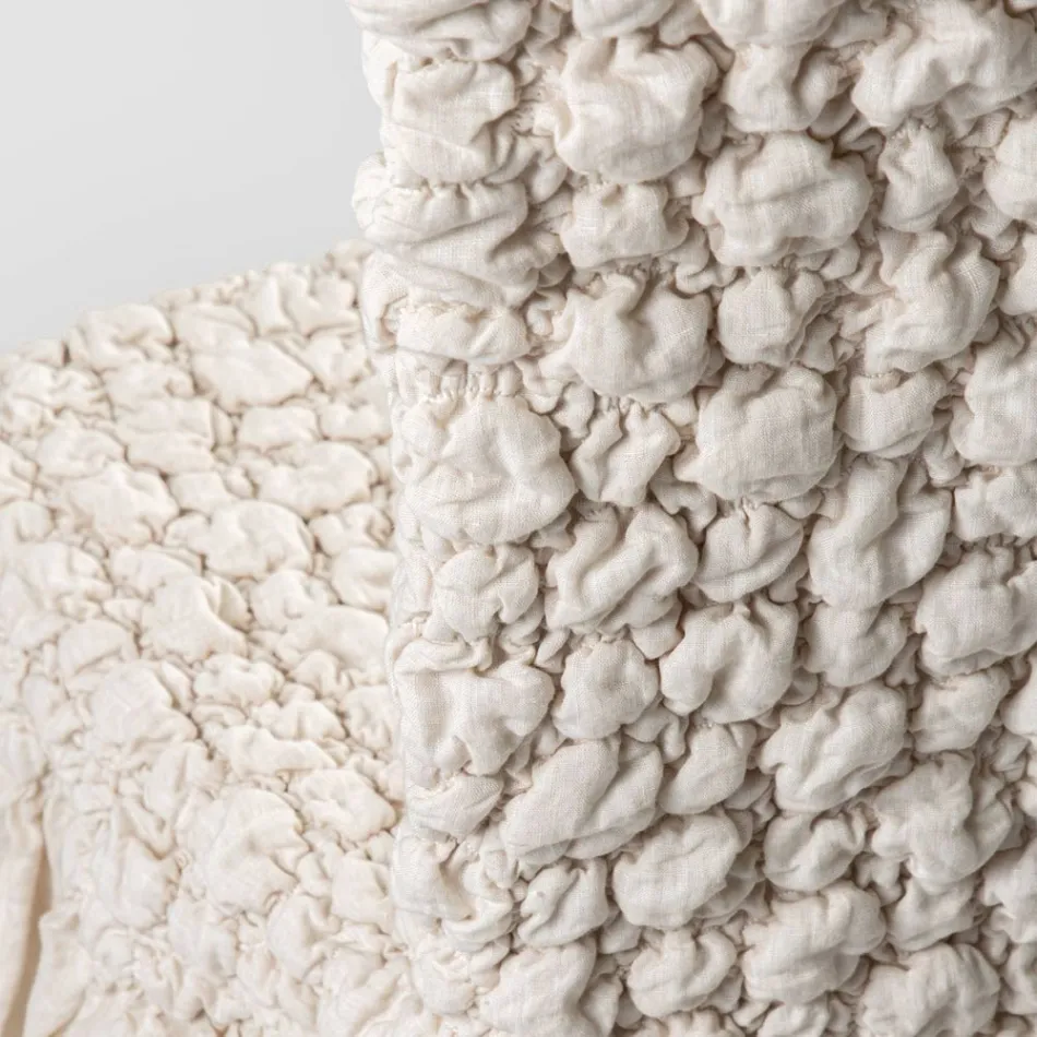 Elegante Funda de Silla con Respaldo para Salón en Lino Bordado - Panteo Viadurini