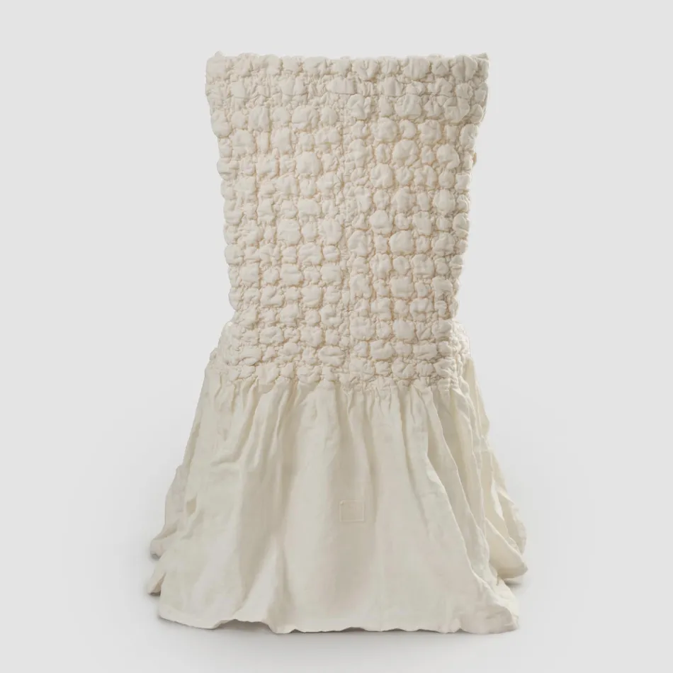 Elegante Funda de Silla con Respaldo para Salón en Lino Bordado - Panteo Viadurini