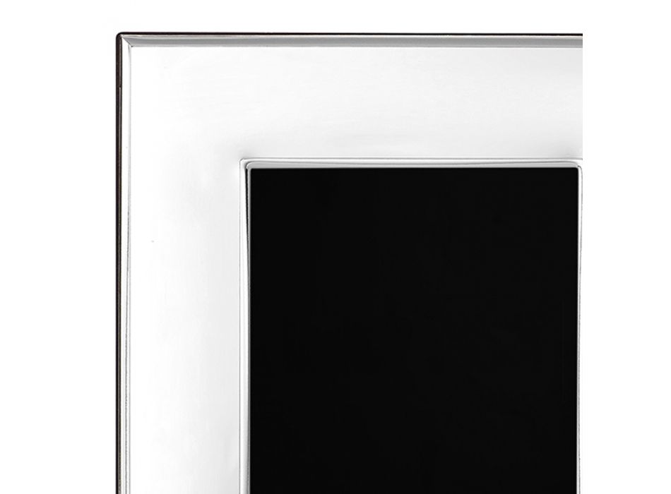 Marco de fotos moderno en diseño vertical de plata, vidrio y madera - Sammy Viadurini