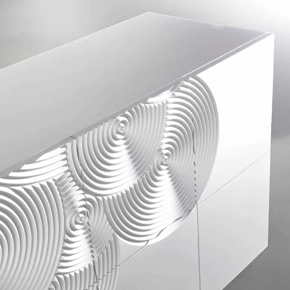 Aparador con pizarra de 10 a priori, de diseño moderno, blanco, negro o de oro Viadurini