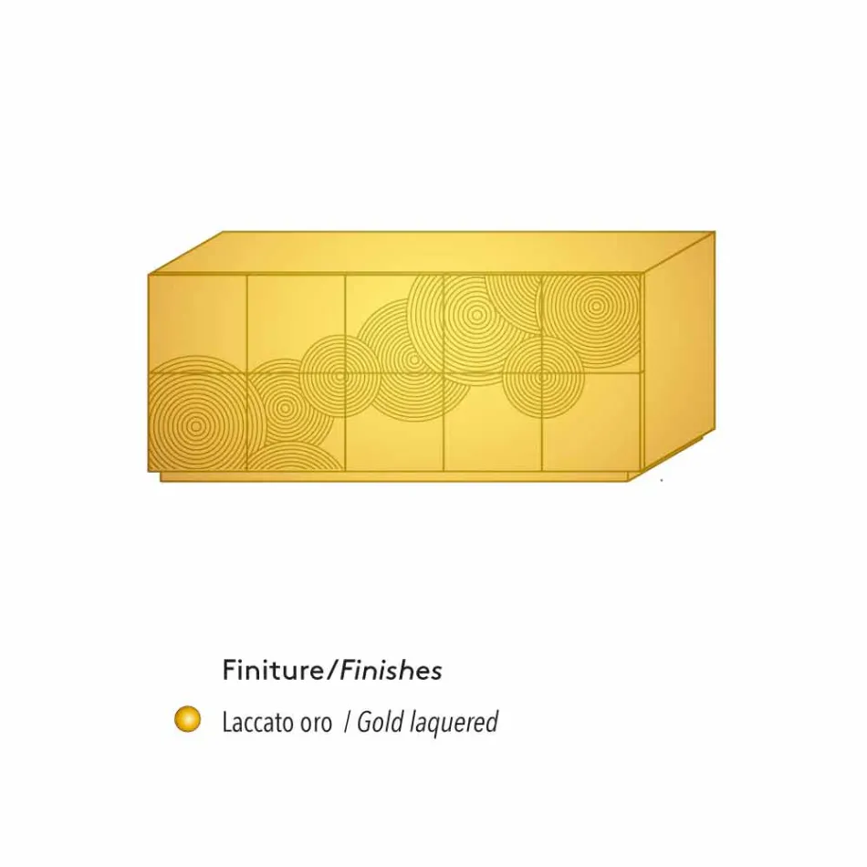 Aparador con pizarra de 10 a priori, de diseño moderno, blanco, negro o de oro Viadurini