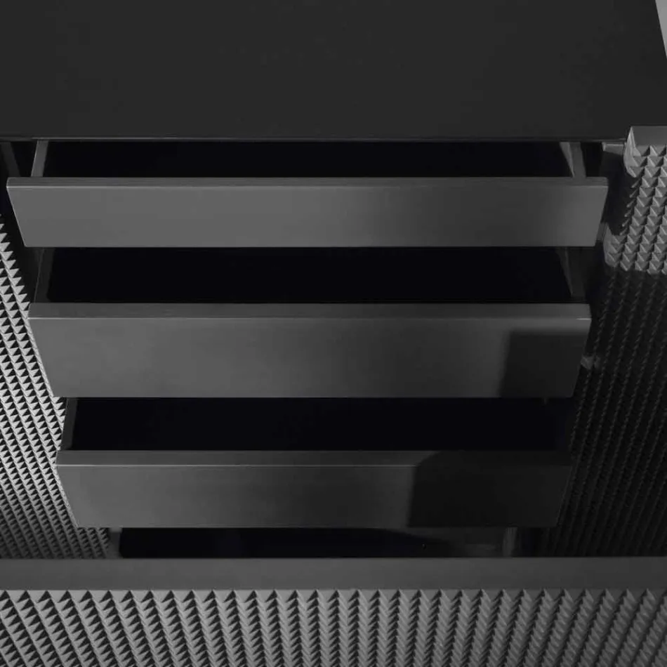 Aparador con dos puertas negras con 2 puertas y cajones retirada flora Viadurini