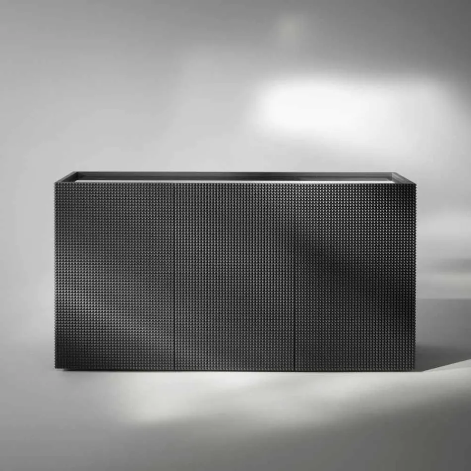 Aparador con dos puertas negras con 2 puertas y cajones retirada flora Viadurini