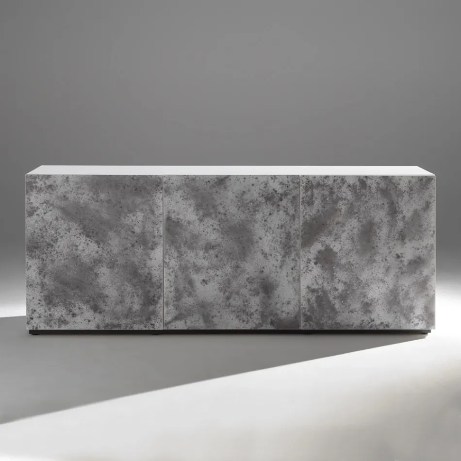 Aparador de 3 puertas con 3 estantes interiores en madera y MDF - Pesci Viadurini