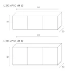 Aparador de 3 puertas con 3 estantes interiores en madera y MDF - Pesci Viadurini