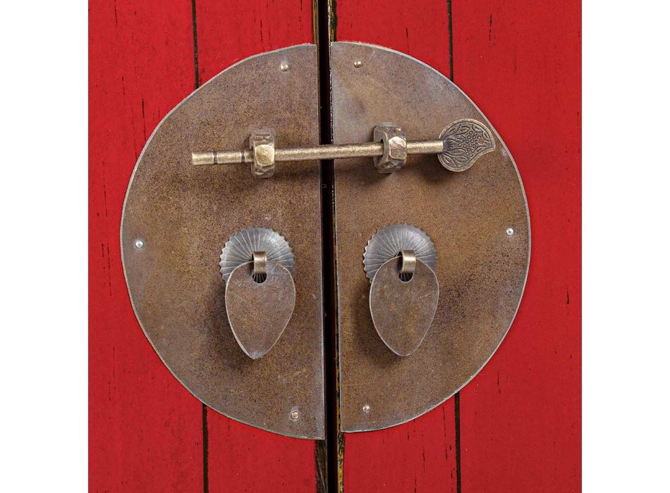 Aparador bajo vintage con 2 puertas en madera de olmo rojo Homemotion - Konan Viadurini