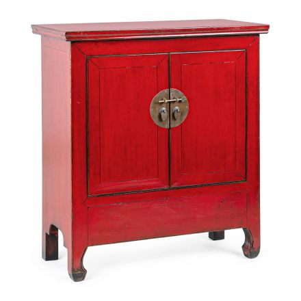 Aparador bajo vintage con 2 puertas en madera de olmo rojo Homemotion - Konan Viadurini
