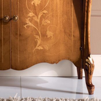 Aparador clásico de madera para sala de estar con incrustaciones Made in Italy - Ottaviano