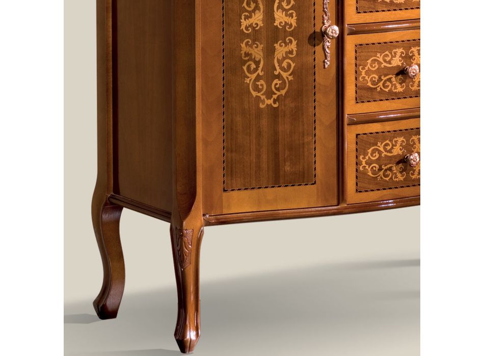 Aparador clásico de lujo para sala de estar en madera Made in Italy - Katerine