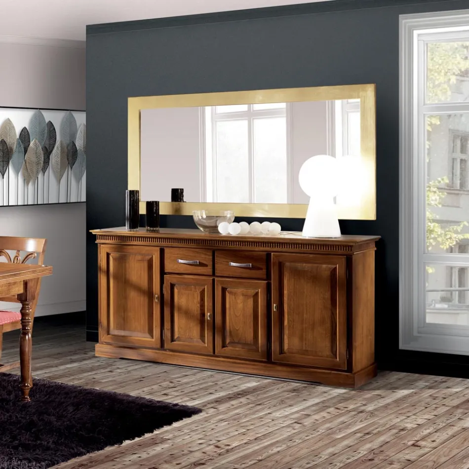 Aparador con 4 Puertas y 2 Cajones en Madera de Bassano Made in Italy - Tanit Viadurini