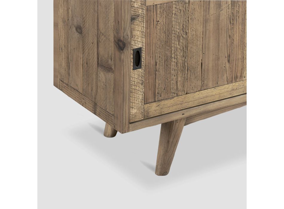 Aparador con 8 cajones en acabados de madera vieja natural en metal - Hugo Viadurini