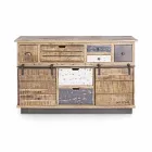 Aparador con estructura en madera de mango y acero de estilo industrial - Vidia Viadurini