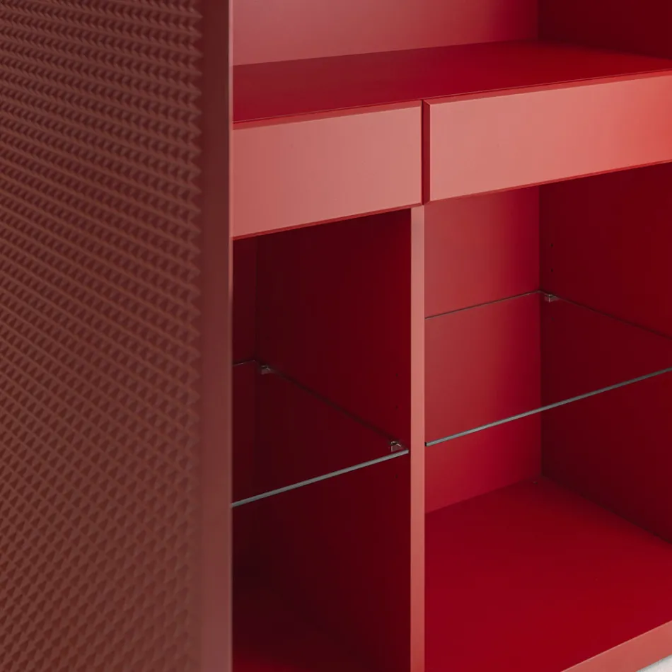 Aparador de salón con 2 puertas en acabado diamante, fabricado en Italia - Sagittario Viadurini