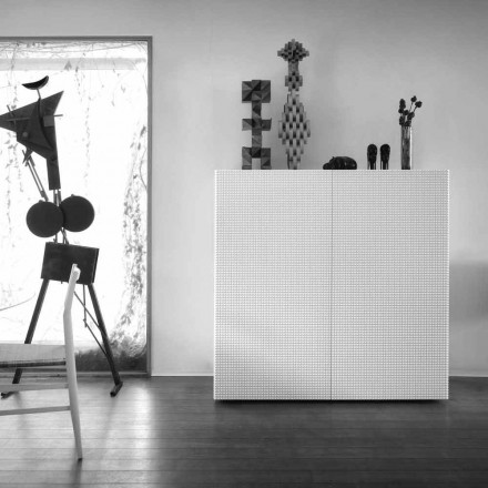 aparador de diseño con 2 puertas modelo blanco, negro o de oro flora Viadurini