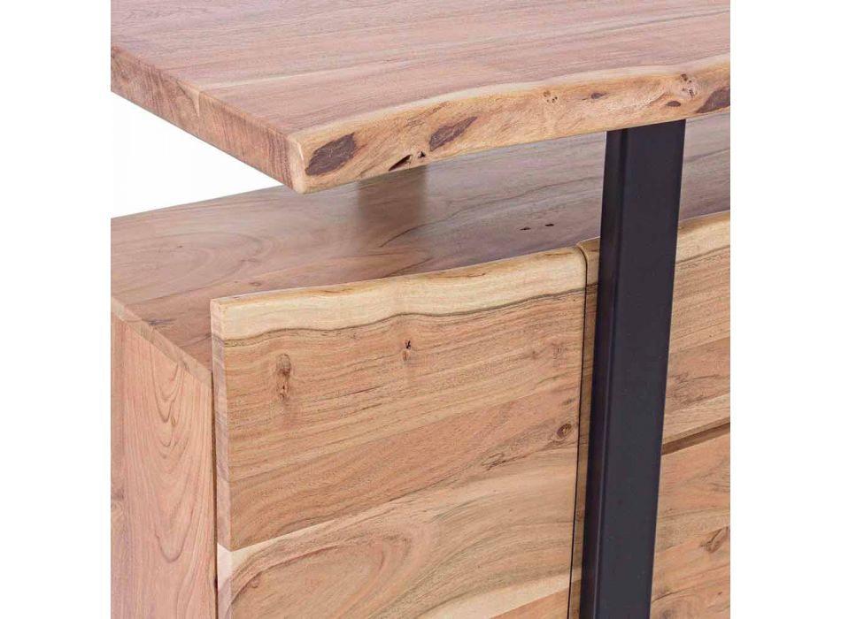 Aparador de diseño en madera de acacia y acero pintado Homemotion - Lanza Viadurini