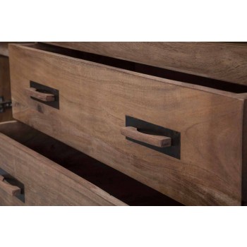 Aparador de diseño en madera de acacia y hierro con 2 puertas y 2 cajones - Dalya