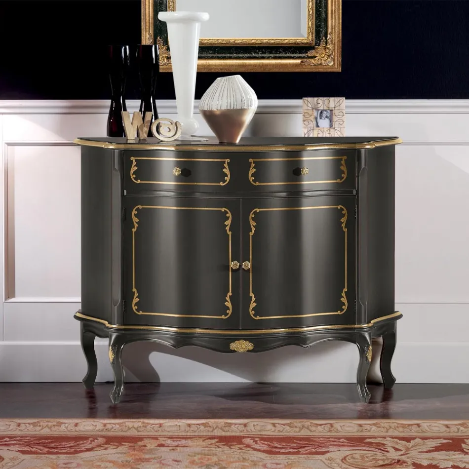 Aparador de lujo con 2 puertas y 1 cajón de madera Made in Italy - Leonor Viadurini