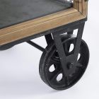 Aparador en acero y madera de pino con ruedas de diseño industrial - County Viadurini