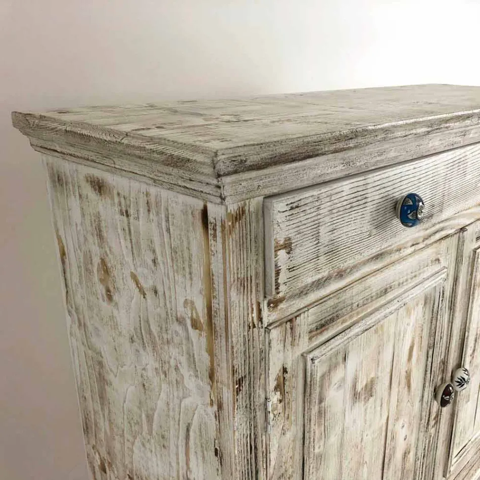 Aparador de madera maciza de abeto con estantes internos Made in Italy - Pierrot Viadurini