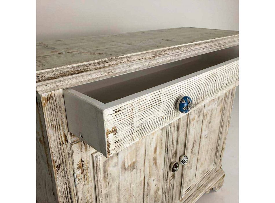 Aparador de madera maciza de abeto con estantes internos Made in Italy - Pierrot Viadurini